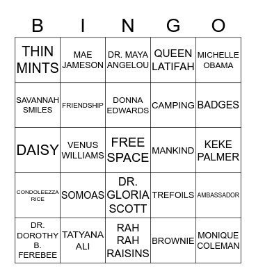 GIRL SCOUT BINGO Card