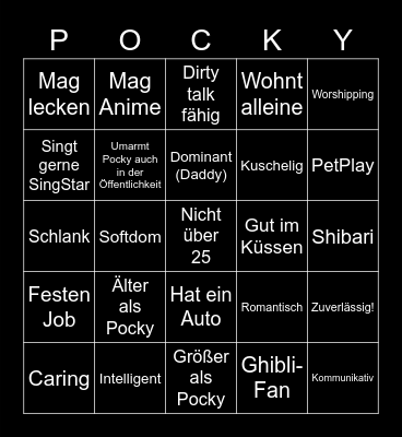 Pockys Perfect Boi Bingo Card