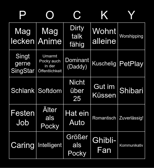 Pockys Perfect Boi Bingo Card