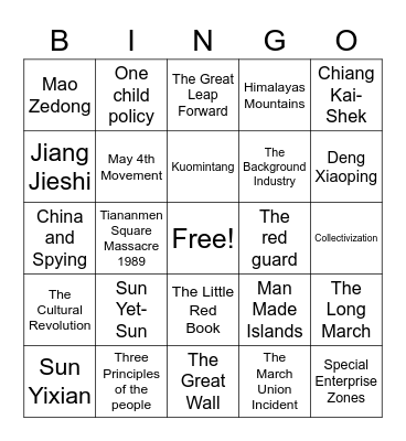 Global 10 Bingo Card