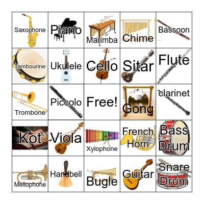 Instruments Bingo Card