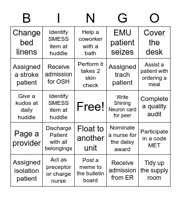 Healthcare Week Bingo Card