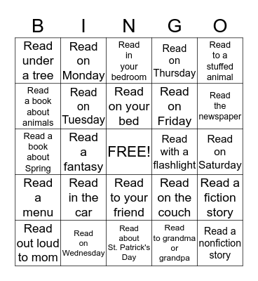 March Bingo - 15 minutes per box Bingo Card