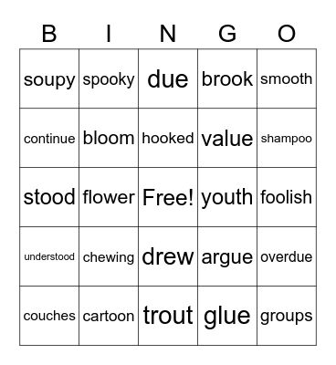 Fundations' Unit 15 Level 2 Bingo Card