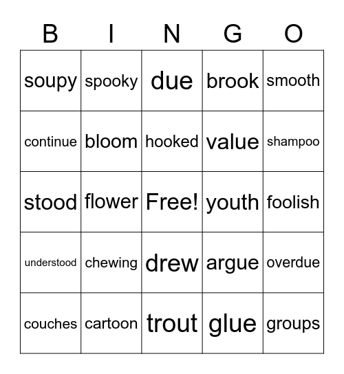 Fundations' Unit 15 Level 2 Bingo Card