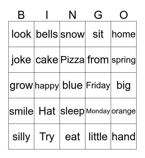 Ya its Friday!!! Bingo Card