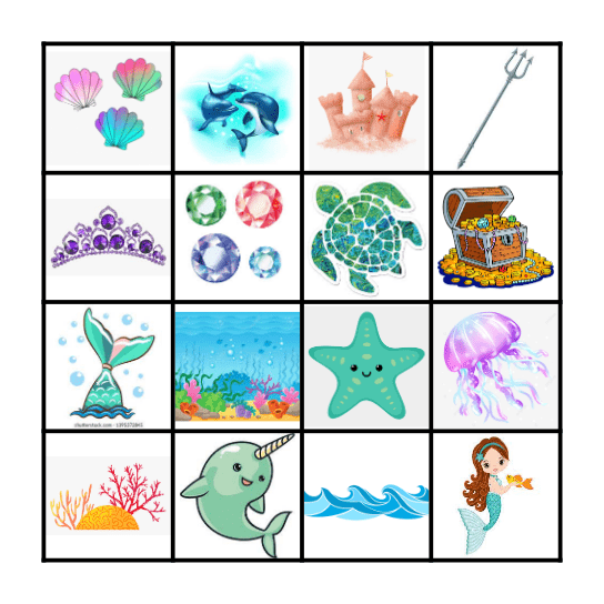 Under the Sea - Mermaid Adventure Bingo Card