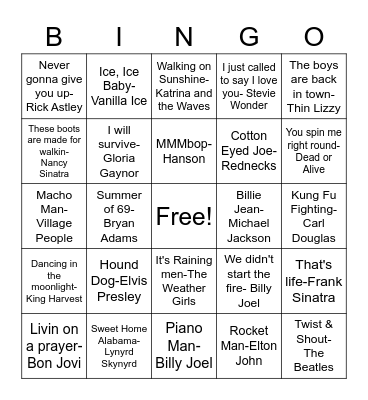 DD34 That's "Classic!" Bingo Card