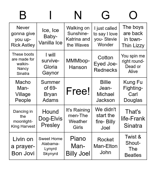 DD34 That's "Classic!" Bingo Card