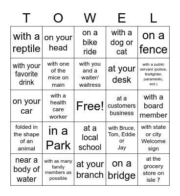 Beach "Towel" Bingo Card