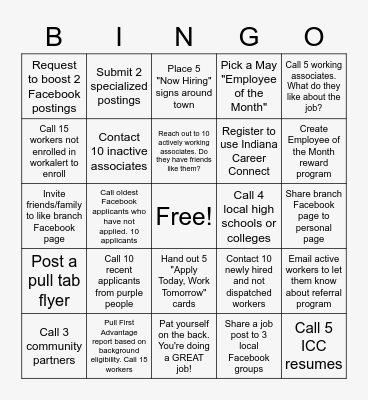 Let's Recruit!! Bingo Card