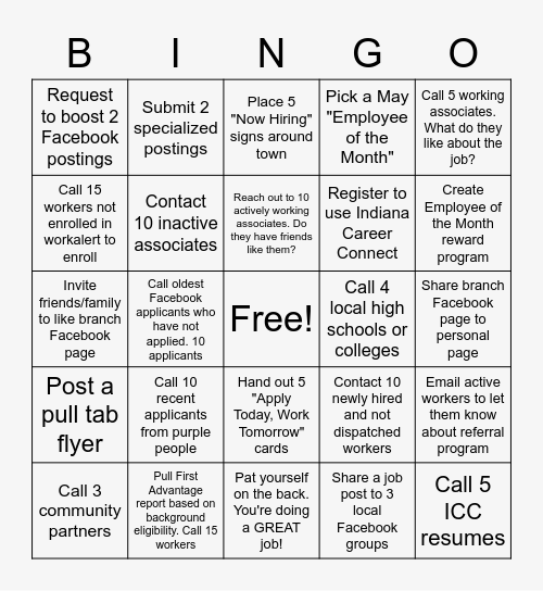 Let's Recruit!! Bingo Card