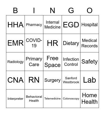 Sanford Employee Bingo Card