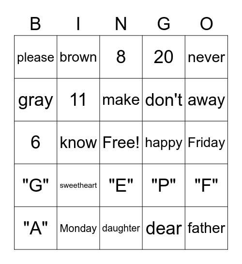 ASL BINGO" Bingo Card