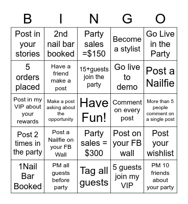 Hostess Bingo Board Bingo Card