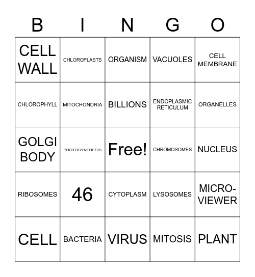 CELL BINGO Card