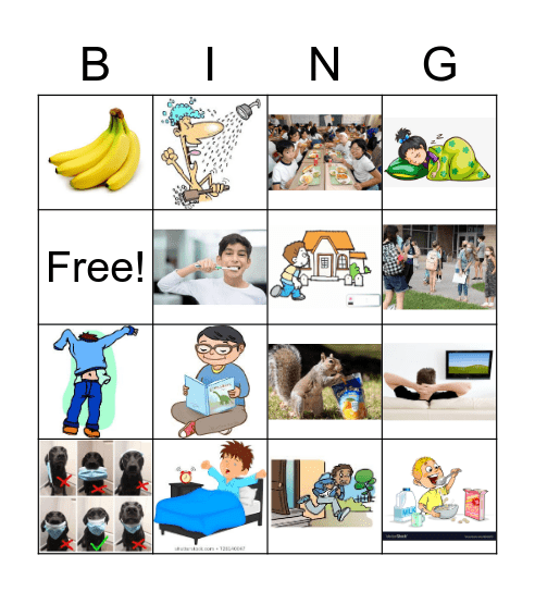 Routine Verbs Bingo Card