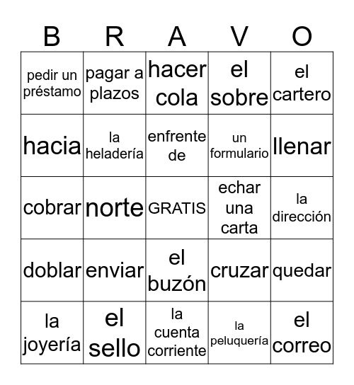 En la ciudad Bingo Card