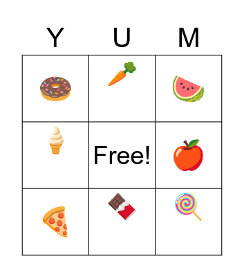 Food Bingo Card