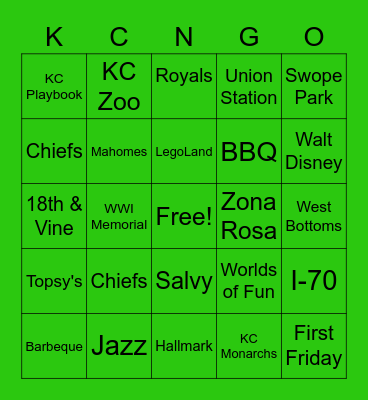 KCNGO Bingo Card