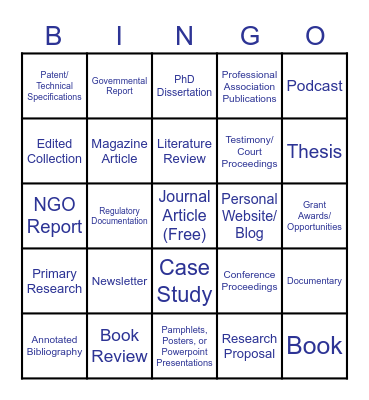 Rhetoric in My Major Bingo Card