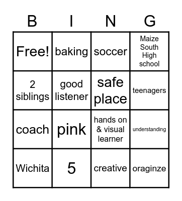 all about Natalie Bingo Card