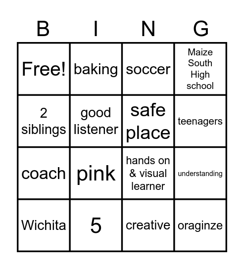 all about Natalie Bingo Card