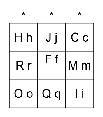 I know my ABC'S Bingo Card