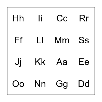 ABC Bingo Card