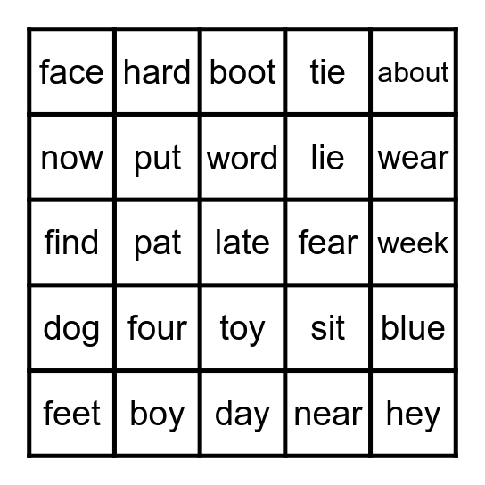 Vowel Sounds Bingo Card