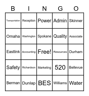 HDR BINGO Card