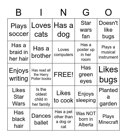 Get To Know You V2 Bingo Card