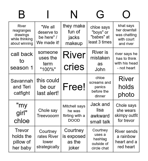 The Circle Bingo Card