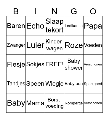 Babyshower Bingo Card