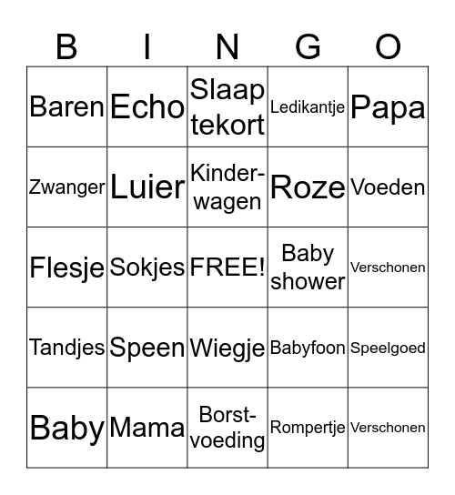 Babyshower Bingo Card