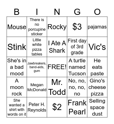 Judy Moody was in a Mood CH 1-3 Bingo Card