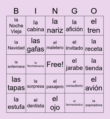 SPAN 1102: Final Bingo Card