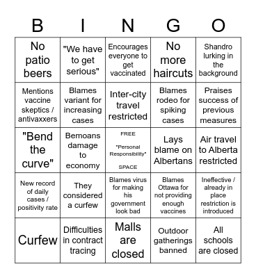 Lockdown Bingo Card