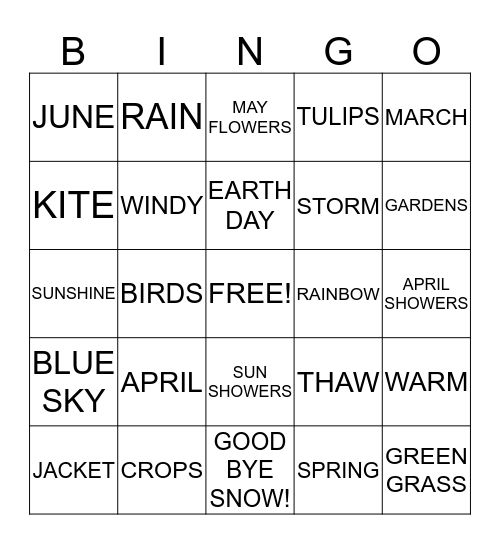SPRING! Bingo Card