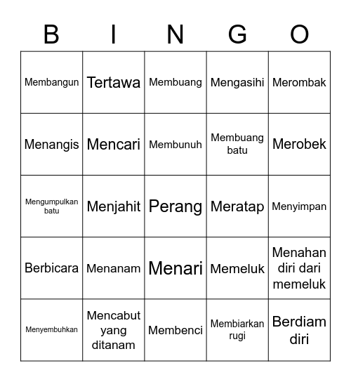 Saya pernah.. Bingo Card