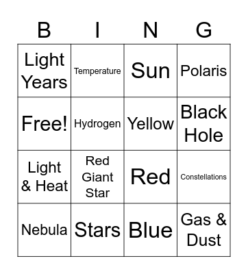 Star Review Bingo Card