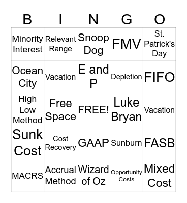 Accounting Bingo Card