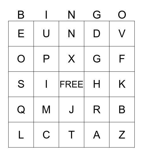 Sign Language Bingo Card