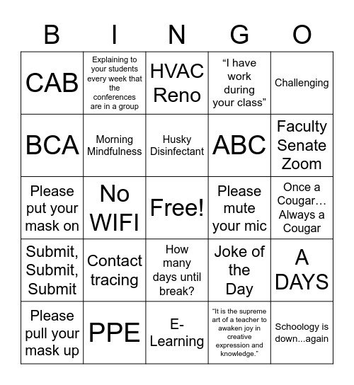 CHS BINGO Card