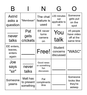 This is not the GOOGLEMEET you're looking for Bingo Card