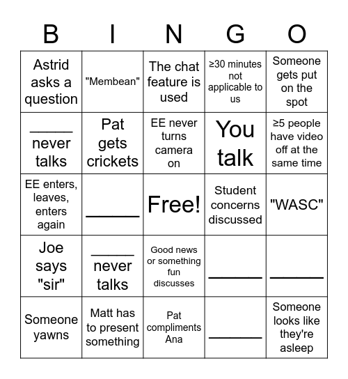 This is not the GOOGLEMEET you're looking for Bingo Card