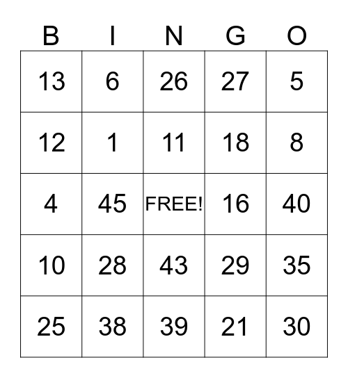 Safety First! Bingo! Bingo Card