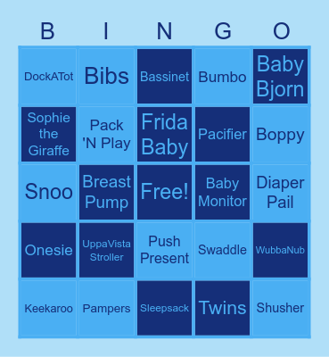 Melissa's Baby Shower Bingo Card