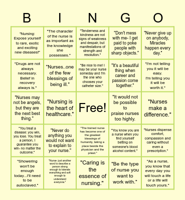 Nurses Week BINGO Card