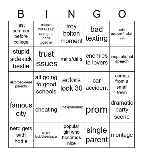 movie bingo Card